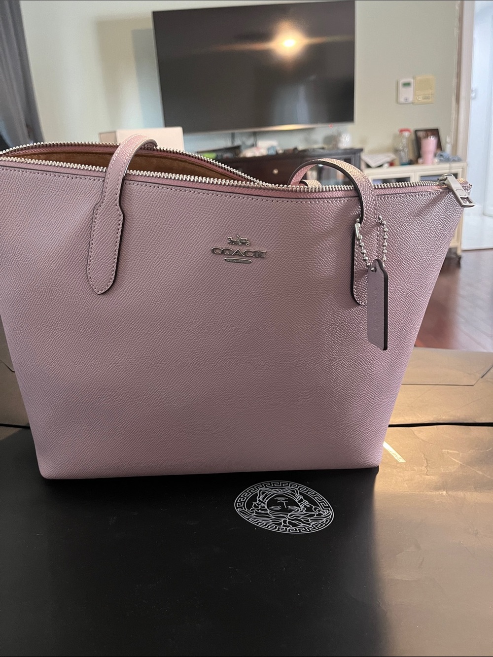 Coach X Grain Ice Purple Leather Tote with Zip Top